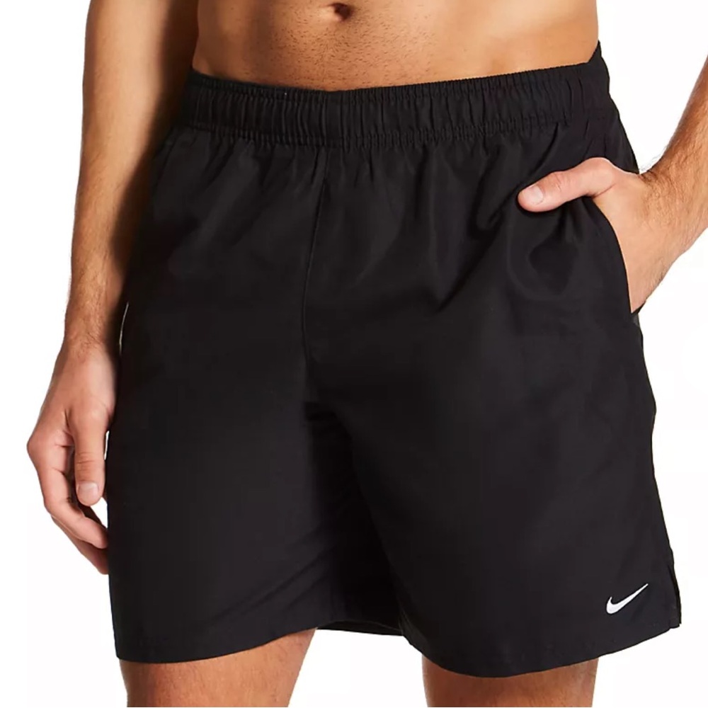 NWT Nike Black Swim Shorts White Swoosh and Mesh Briefs Size S Summer Vacation